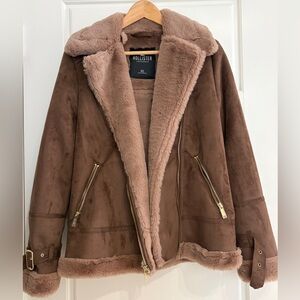Hollister Faux Shearling Biker Jacket Size XS NWT